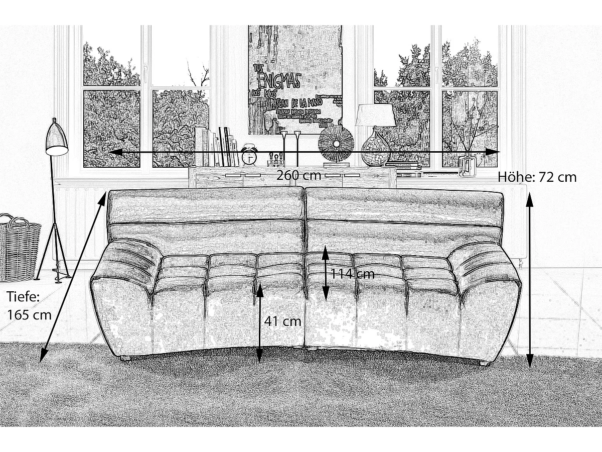 Bigsofa - Grau Webstoff - SETO
