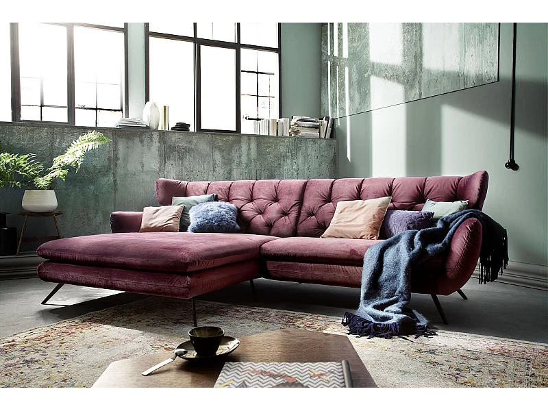 Ecksofa - Pink Velvet - CHARME