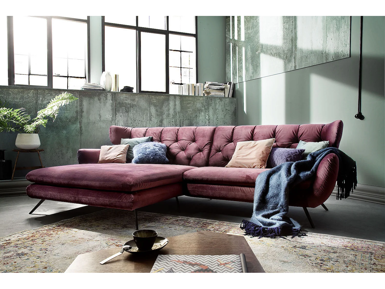 Ecksofa - Pink Velvet - CHARME