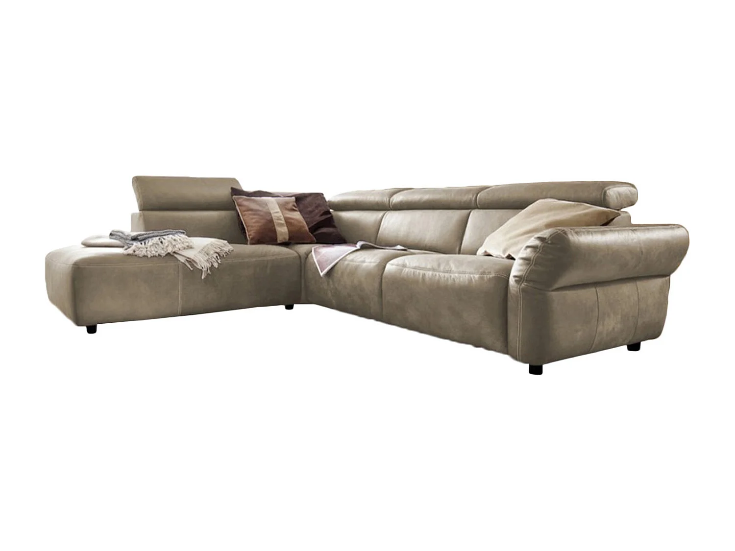 Ecksofa - Grau Leder - RISO