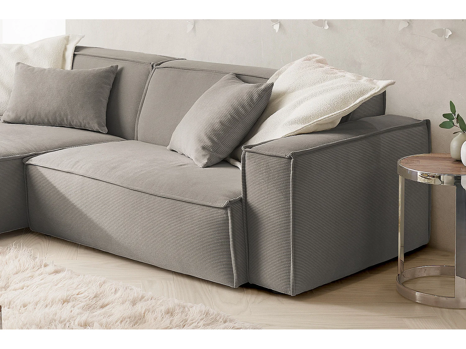 Ecksofa - Grau Cord - SAMU