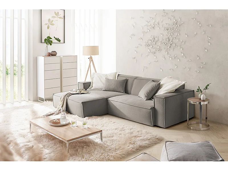Ecksofa - Grau Cord - SAMU