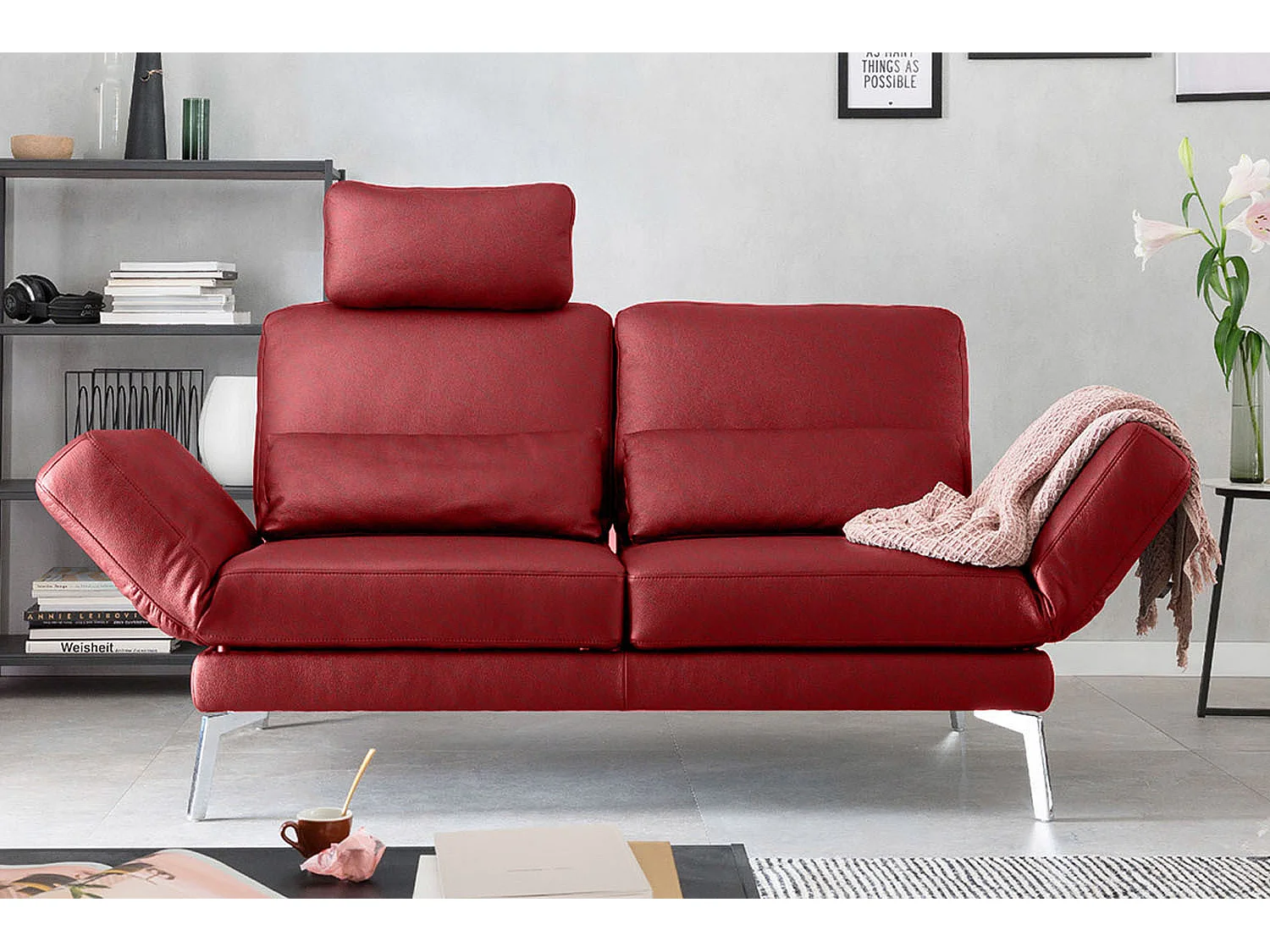 Sofa - Rot Leder - HURRICANE