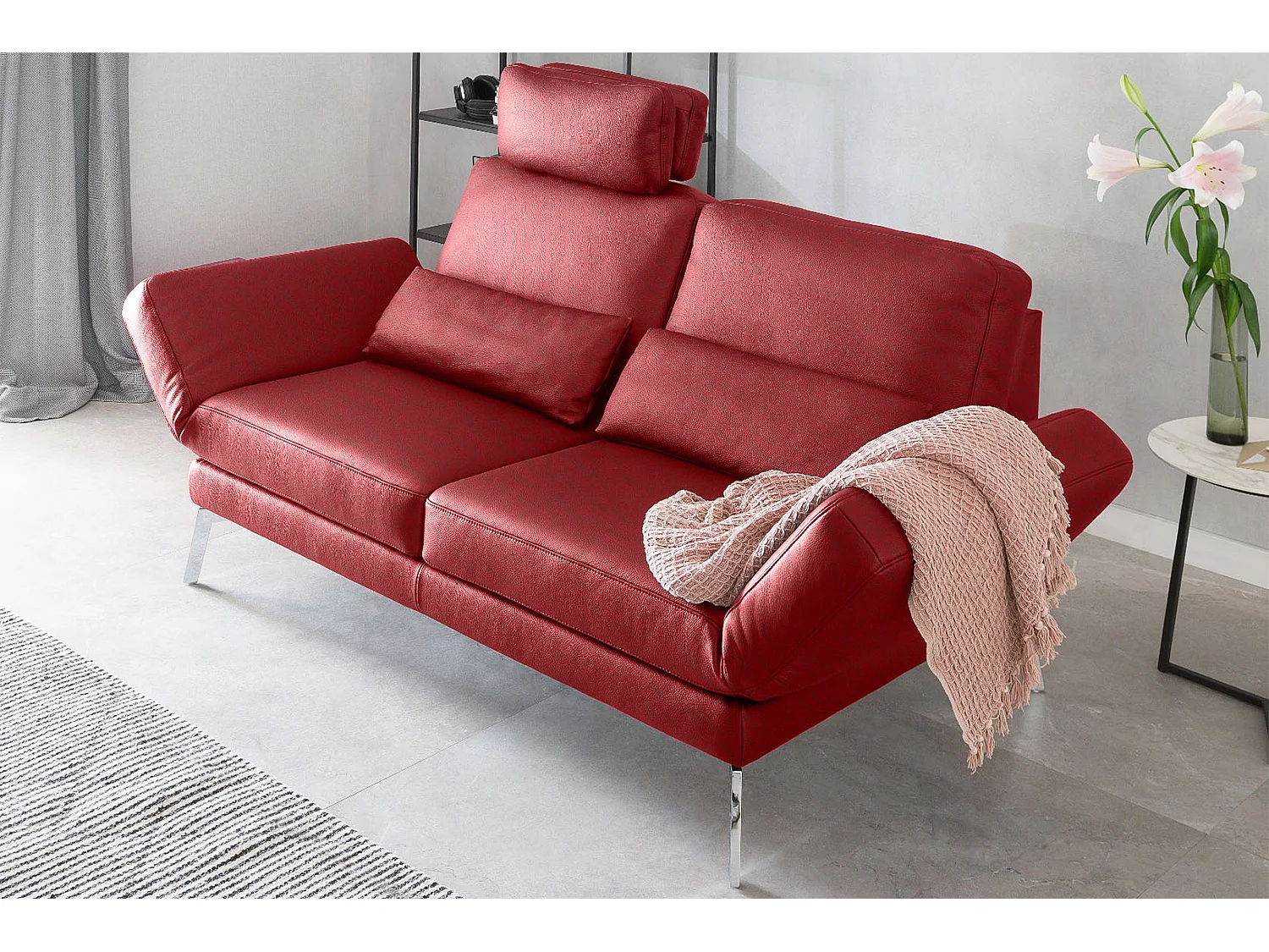 Sofa - Rot Leder - HURRICANE