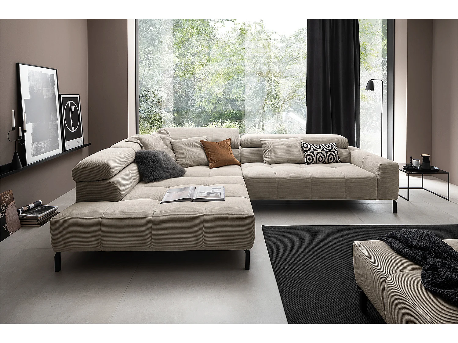 Ecksofa - Beige Cord - OHIO