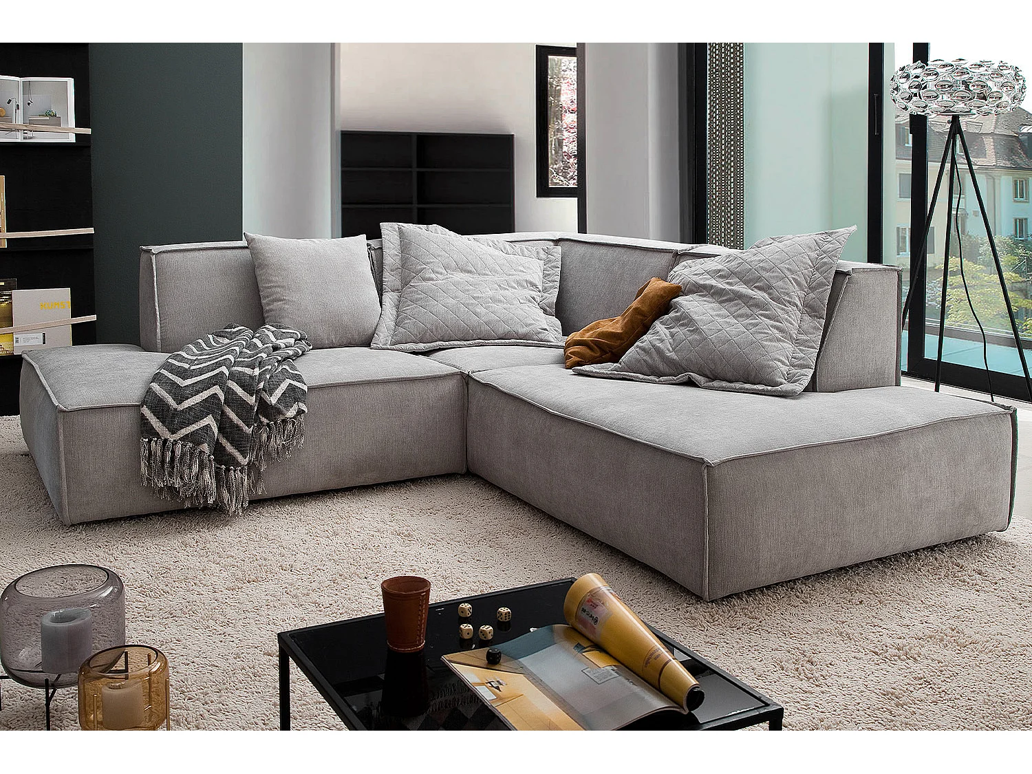 Canapé - argent tissu tissé - SAMU