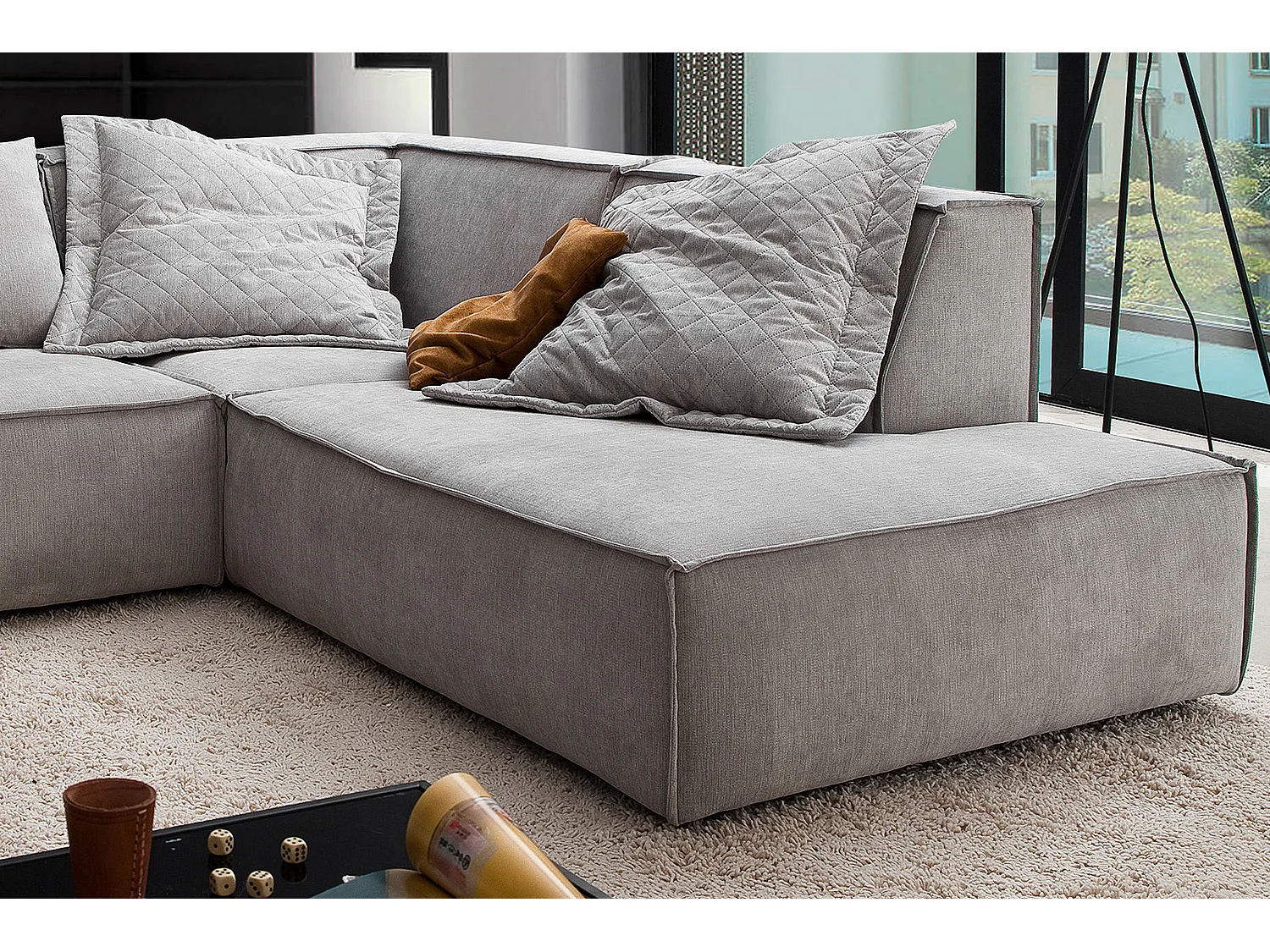 Canapé - argent tissu tissé - SAMU