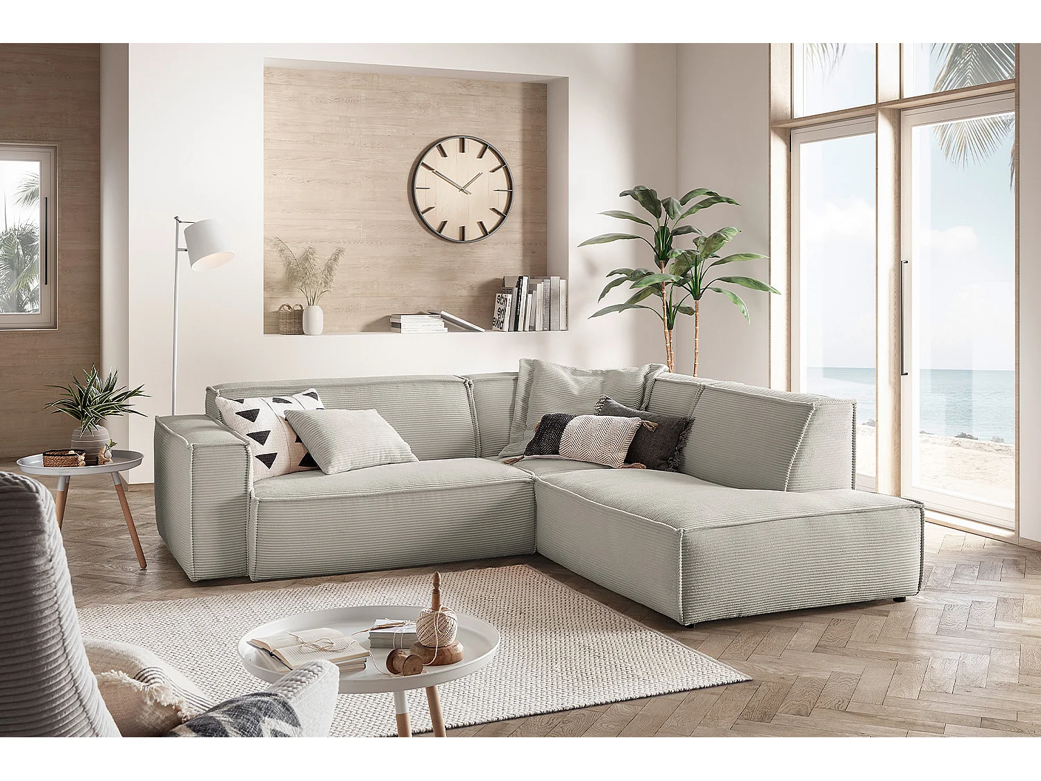 Ecksofa - Steingrau Cord - SAMU