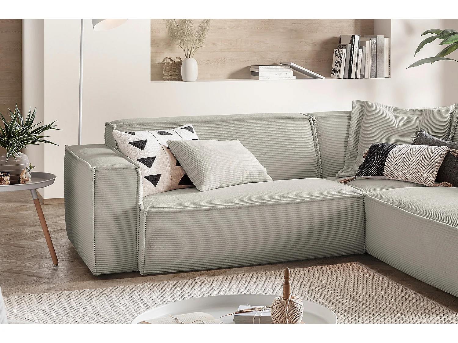 Ecksofa - Steingrau Cord - SAMU