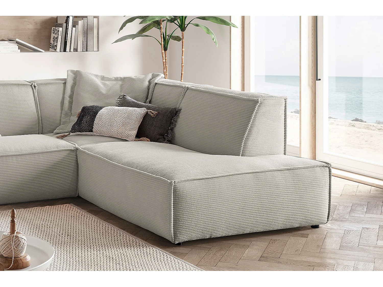 Ecksofa - Steingrau Cord - SAMU