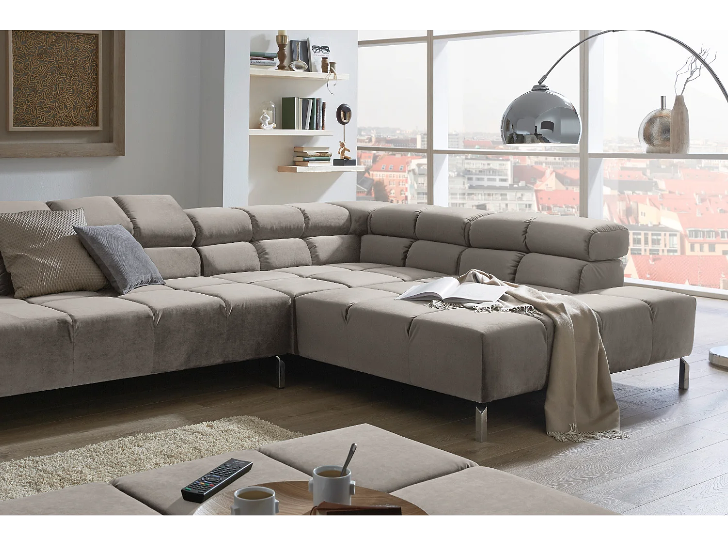 Hoekbank - Zilver Fluweel - NELSON