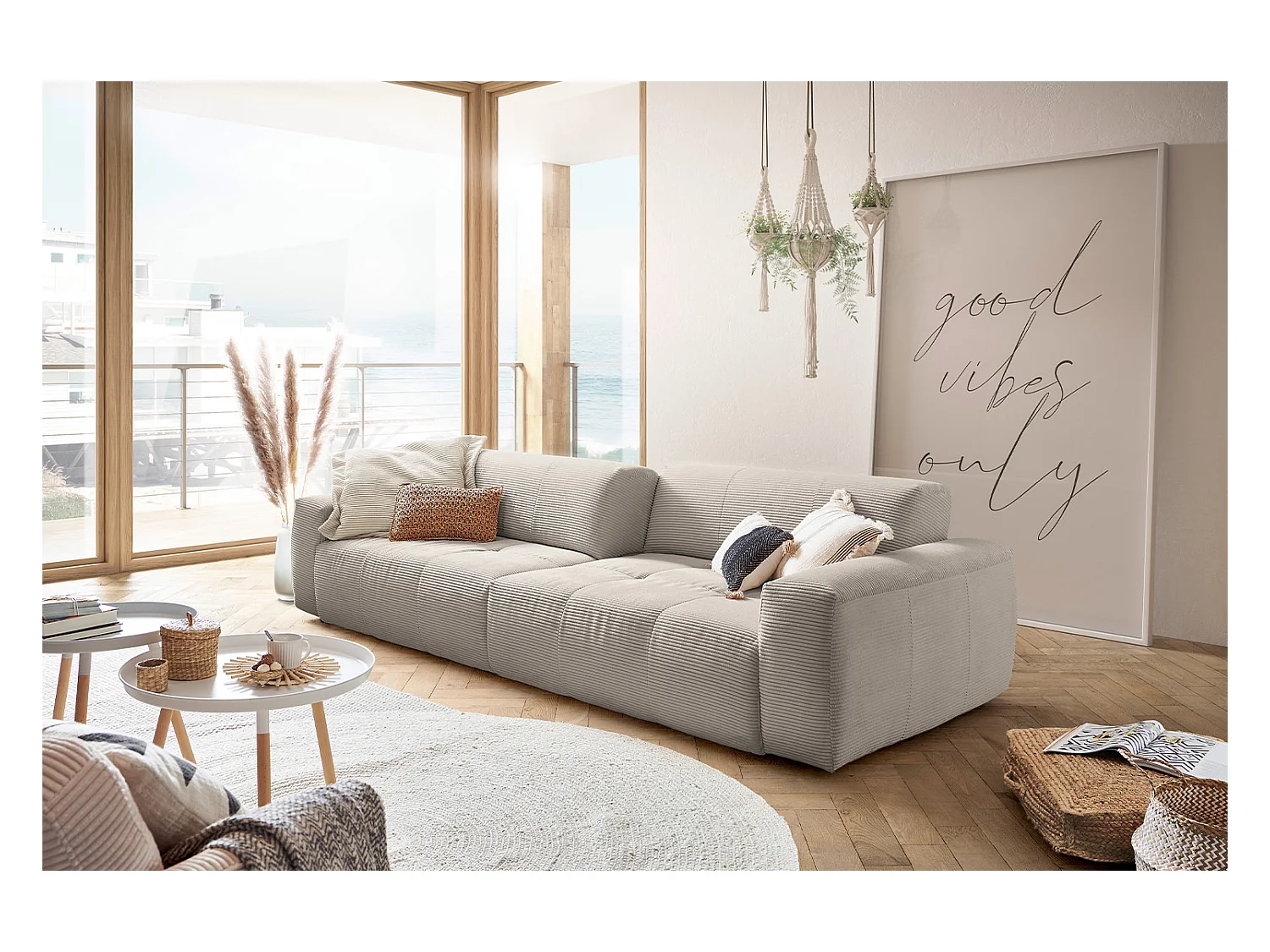 Sofa - Steingrau Cord - PALACE