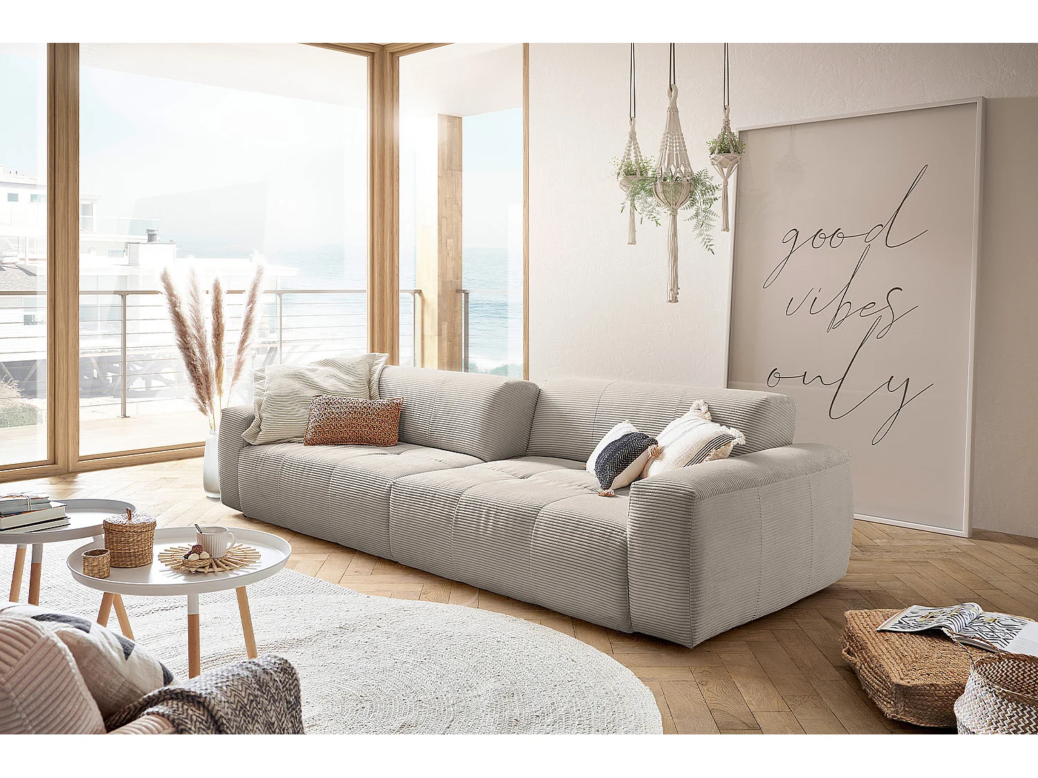 Sofa - Steingrau Cord - PALACE