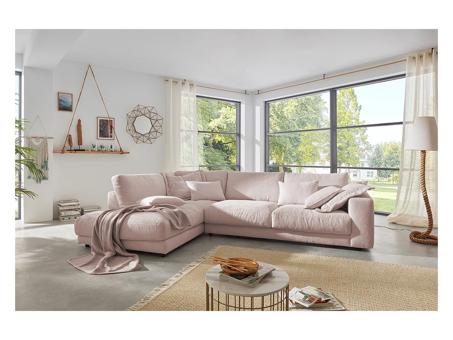 Ecksofa - Pink Cord - MADELINE