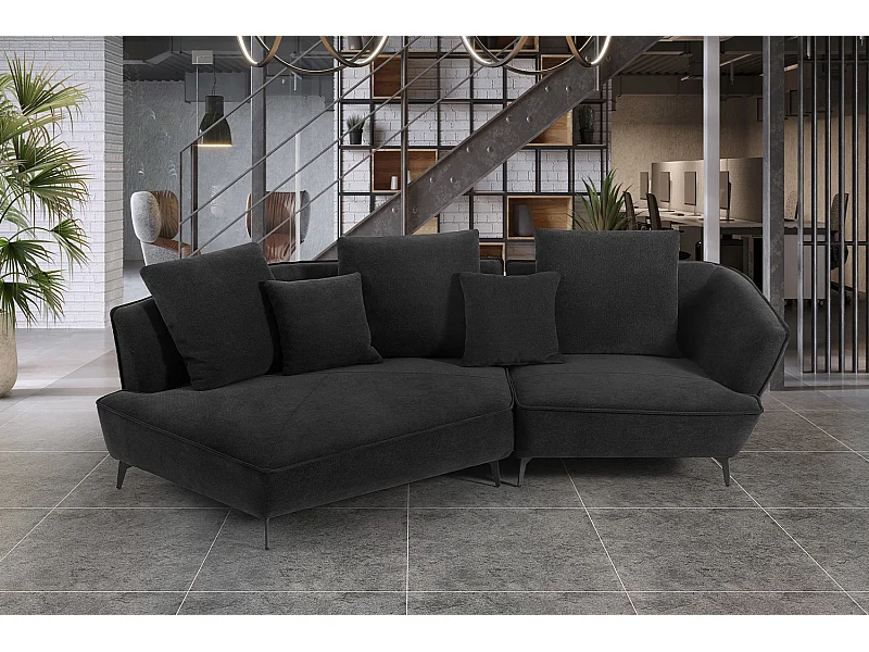 Ecksofa - Schwarz Webstoff - GARBO