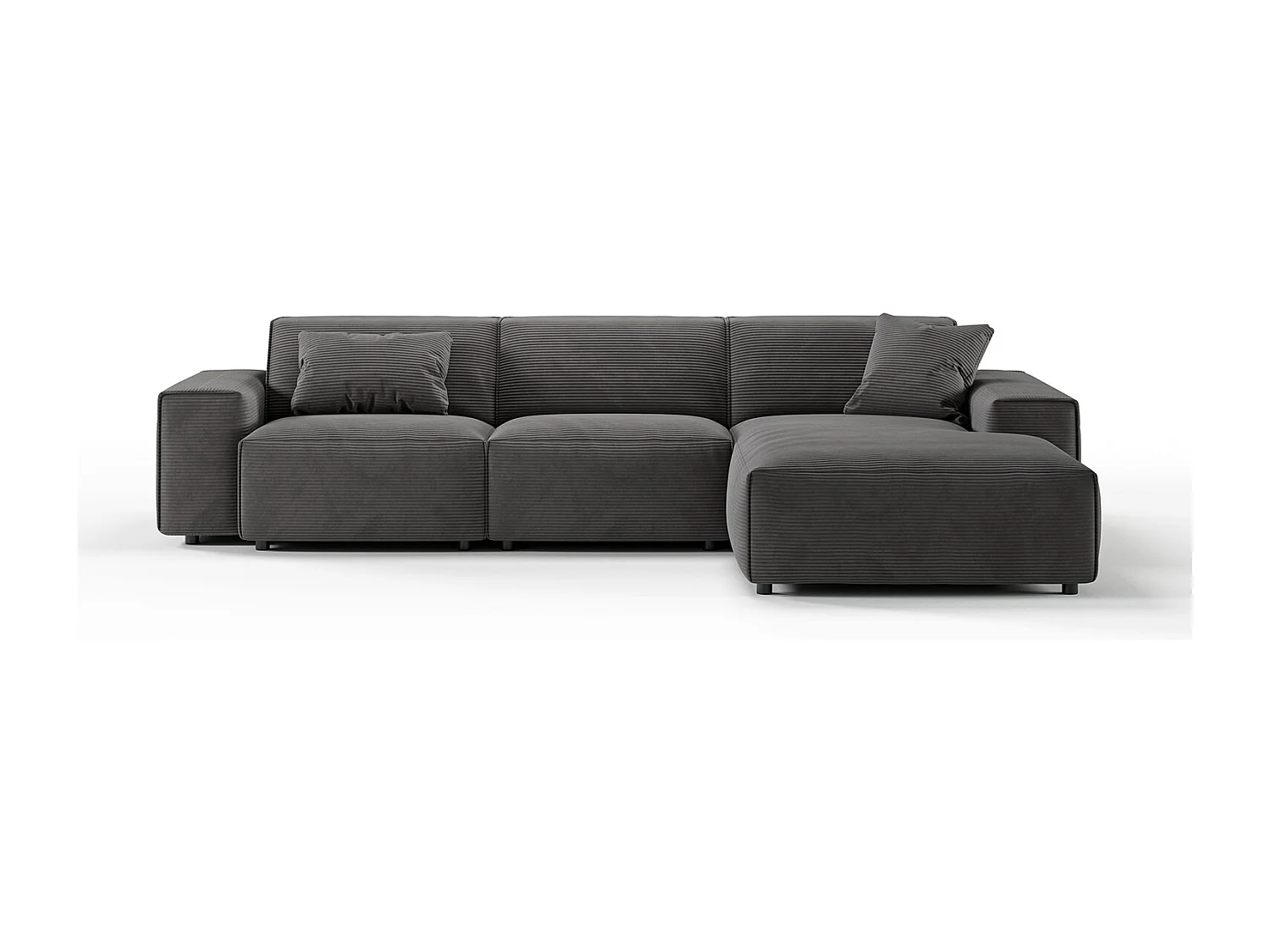Ecksofa - Grau Cord - RANI