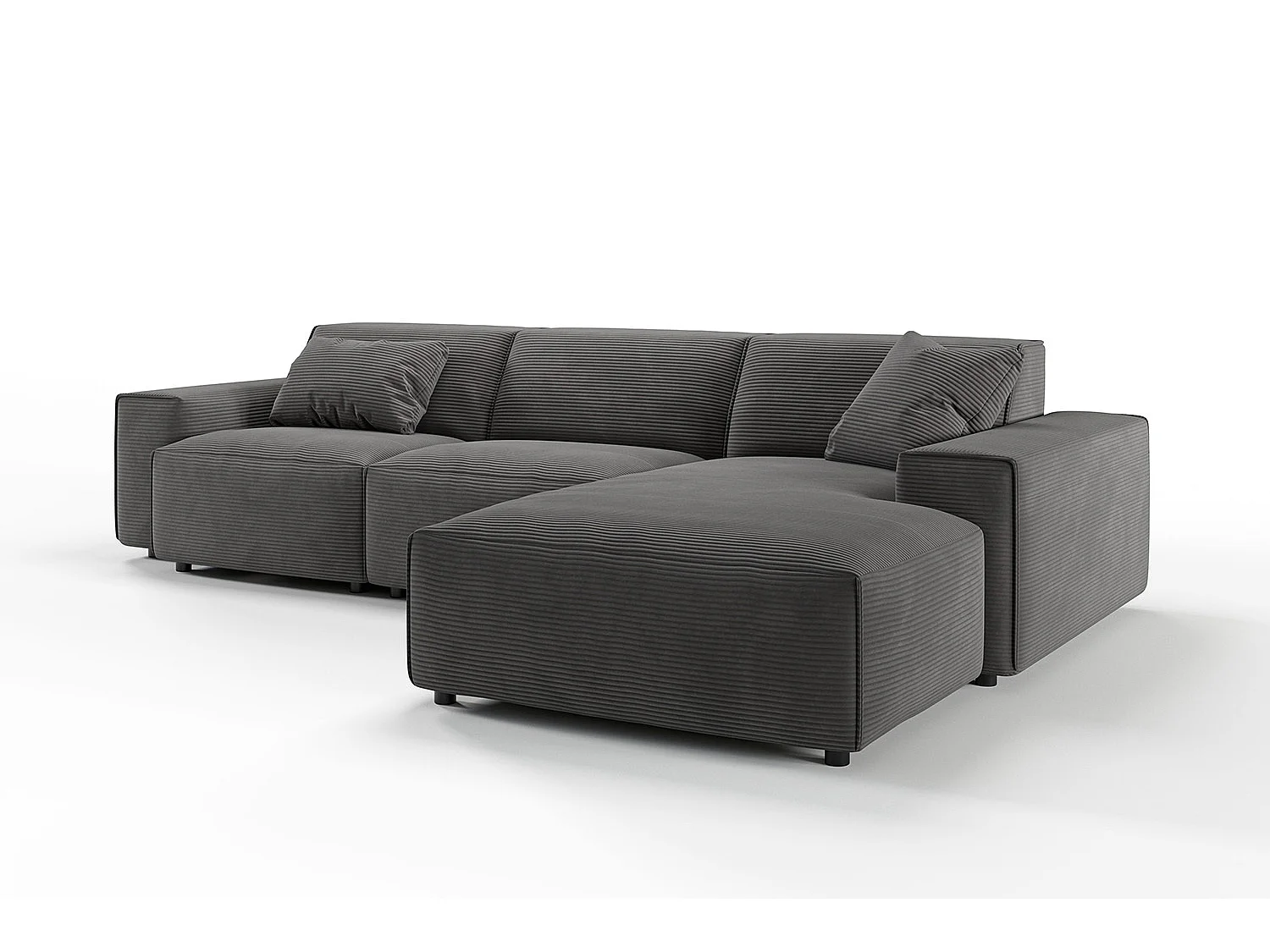 Ecksofa - Grau Cord - RANI