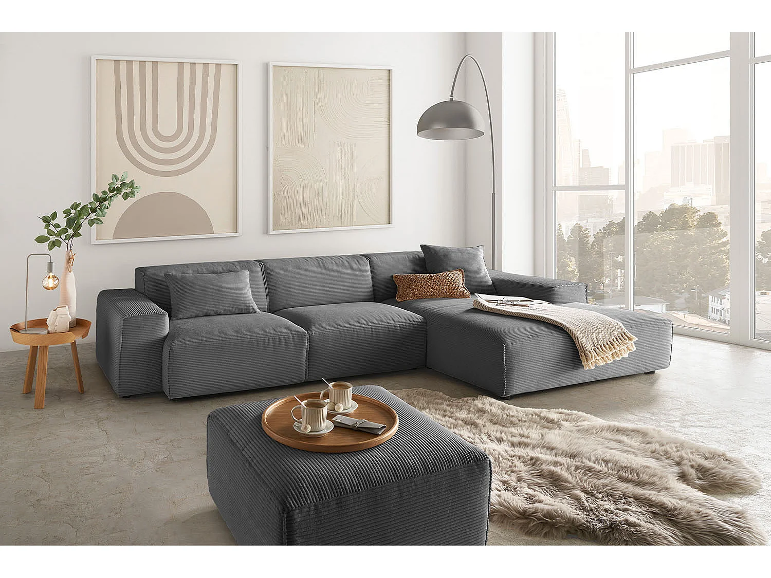 Canapé - Gris Velours côtelé - RANI