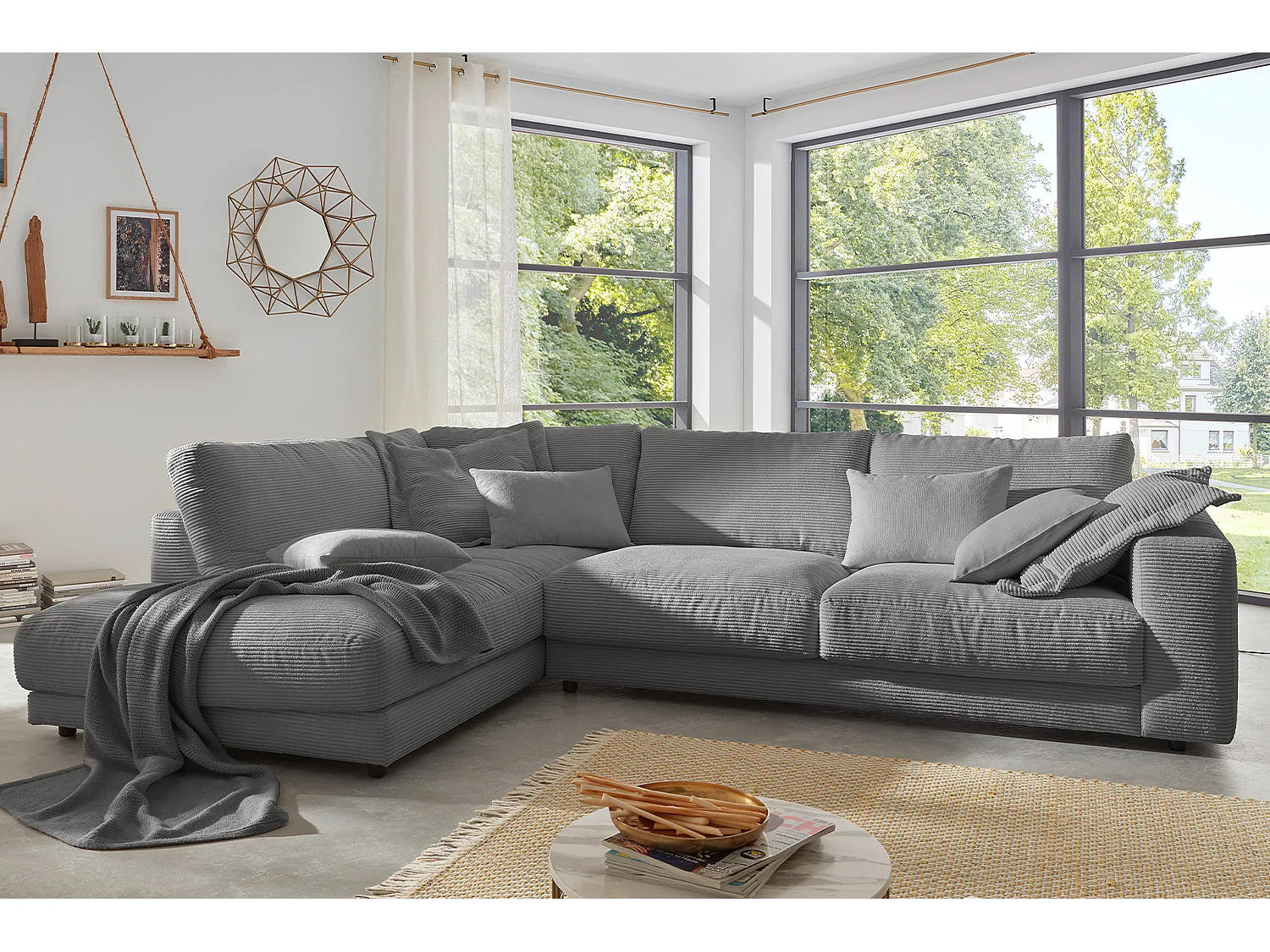 Canapé - Gris Velours côtelé - MADELINE