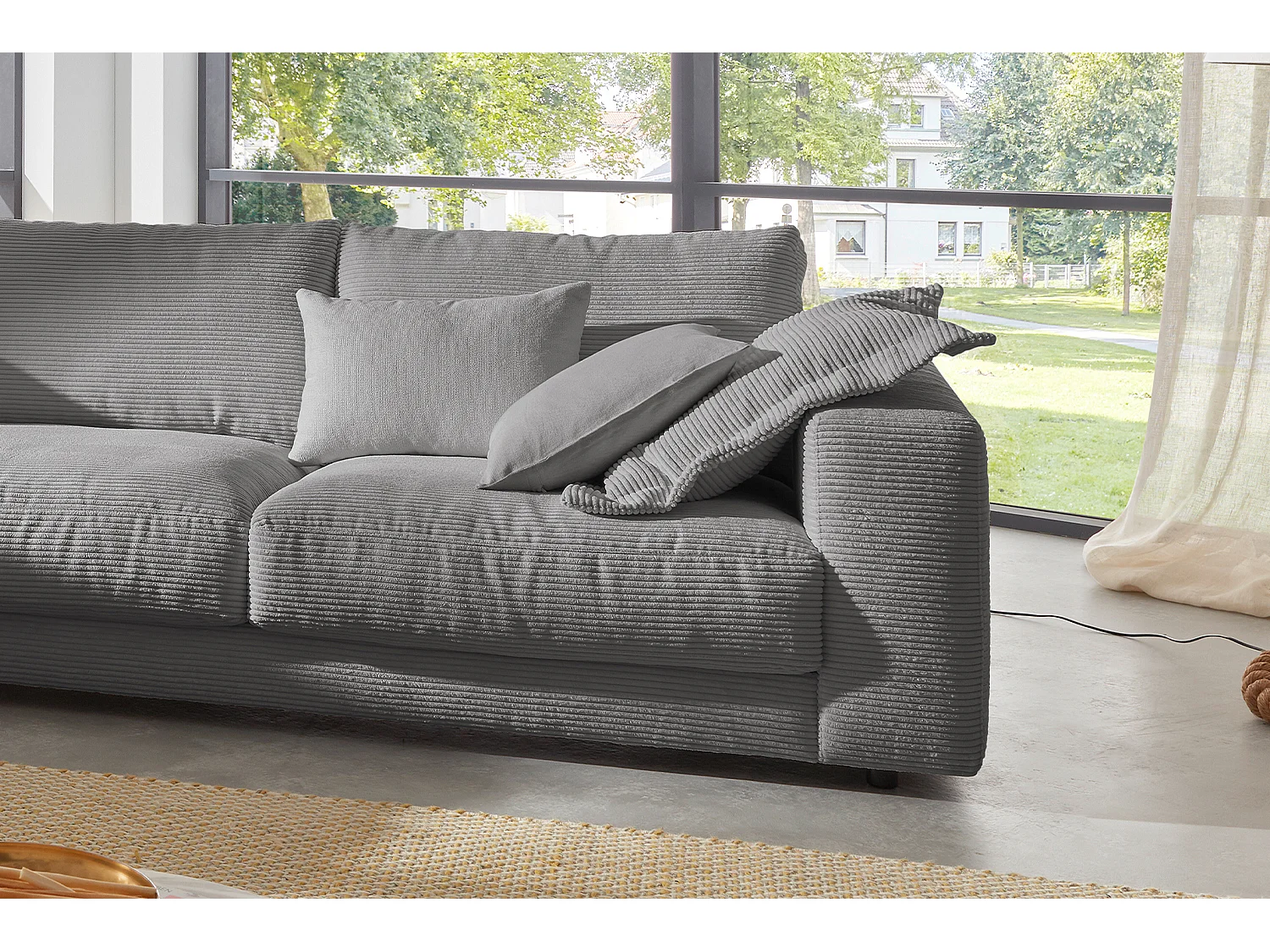 Canapé - Gris Velours côtelé - MADELINE