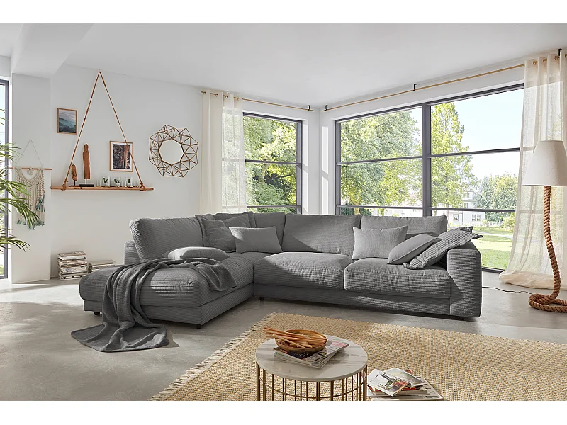 Ecksofa - Grau Cord - MADELINE