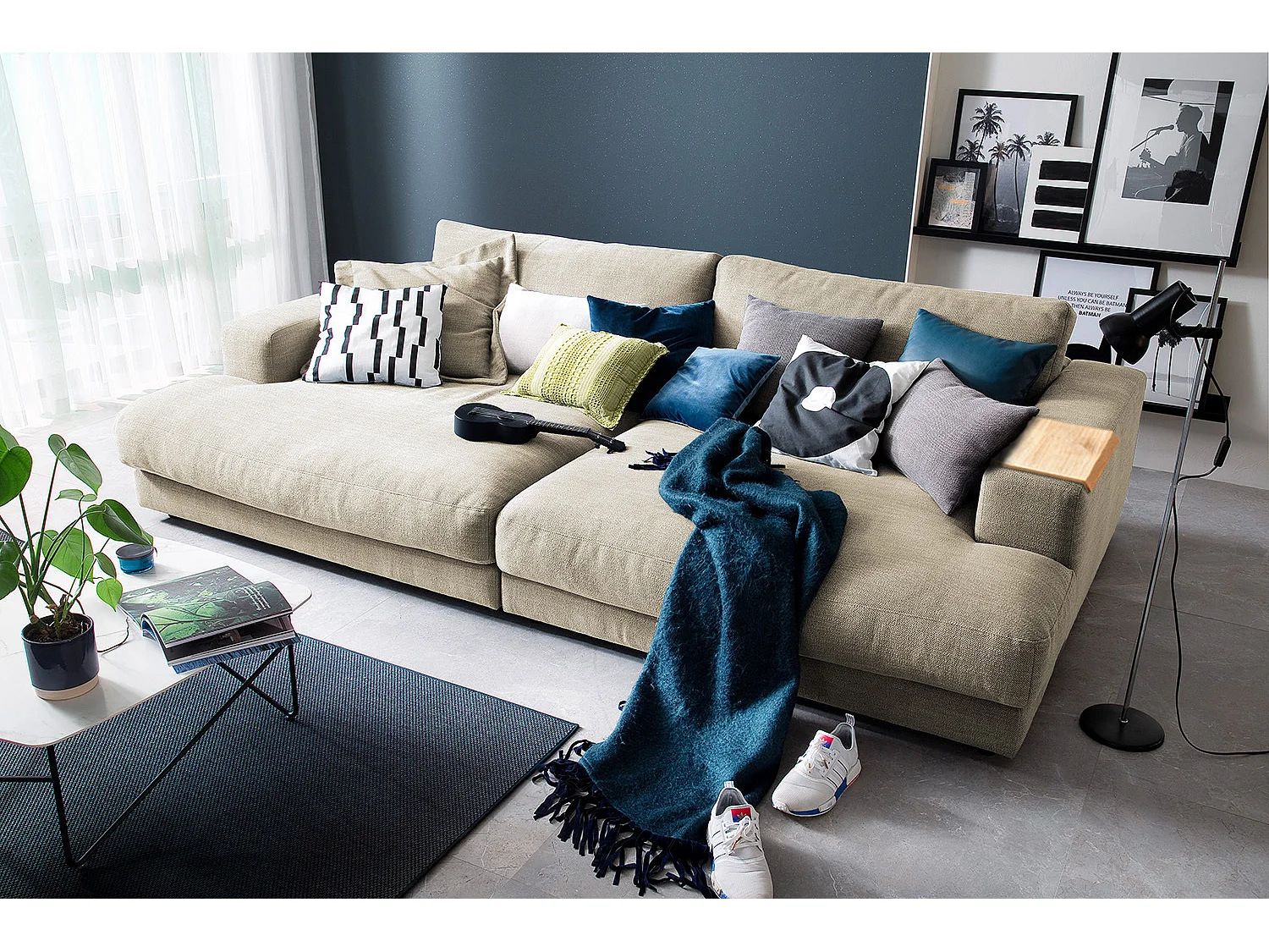 Divano - bianco crema tessuto intrecciato - MADELINE