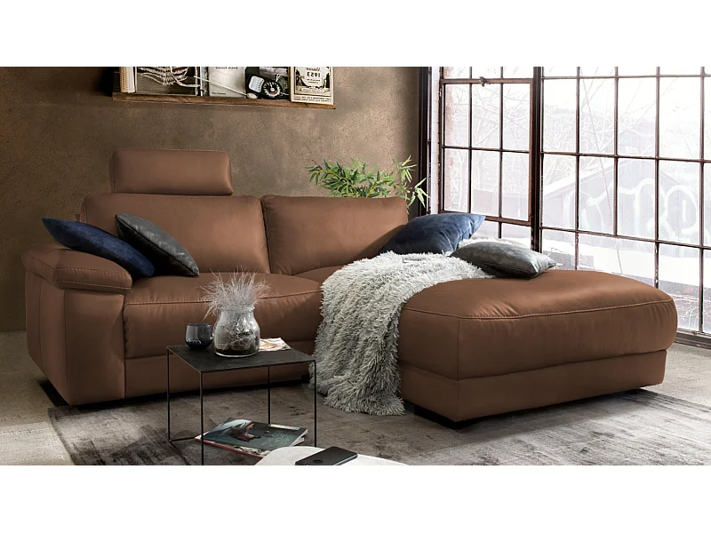 Ecksofa - Braun Leder - LOLA