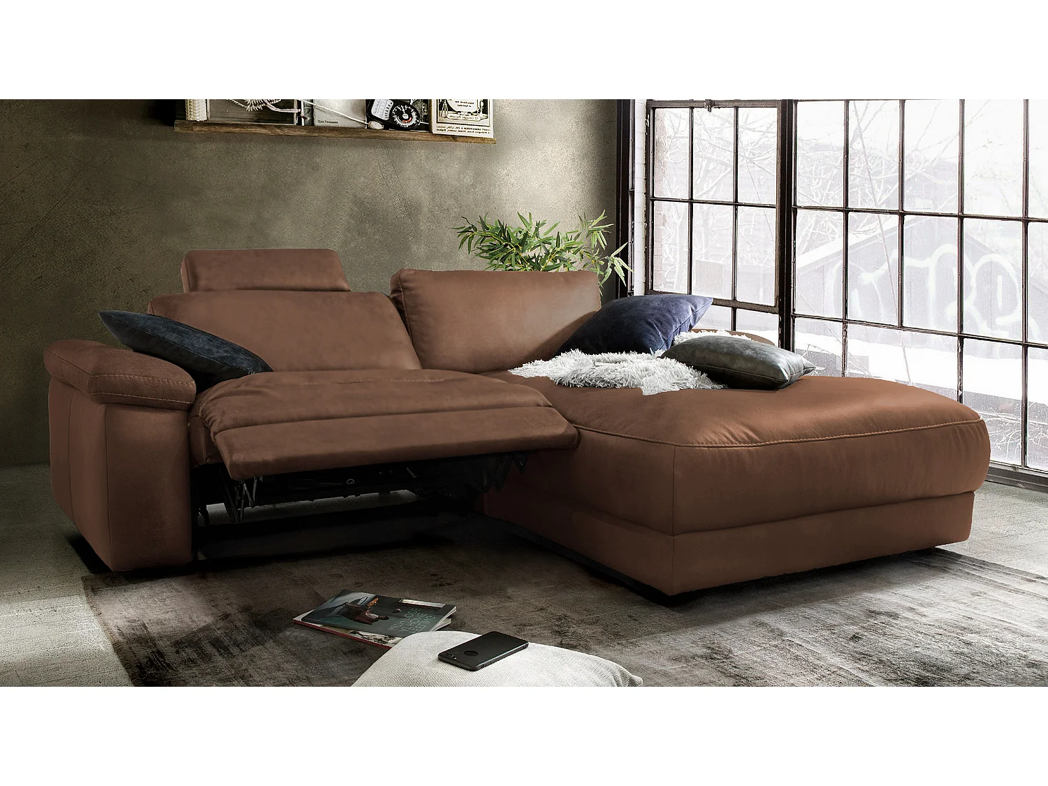 Sofá - marrón piel - LOLA