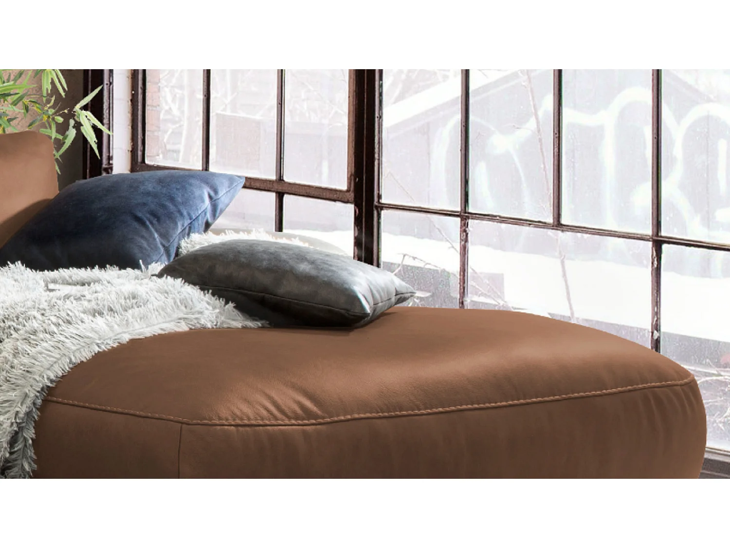 Sofá - marrón piel - LOLA