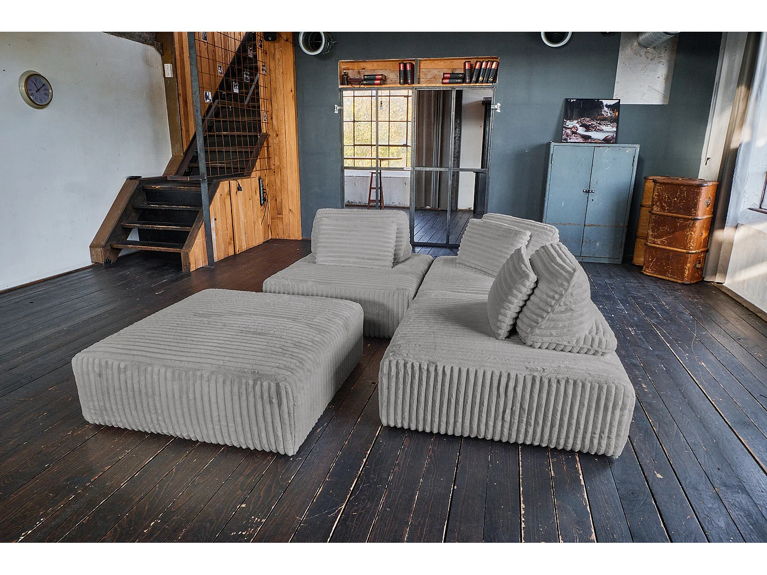 Canapé - Gris Velours côtelé - WIOLO SOFT