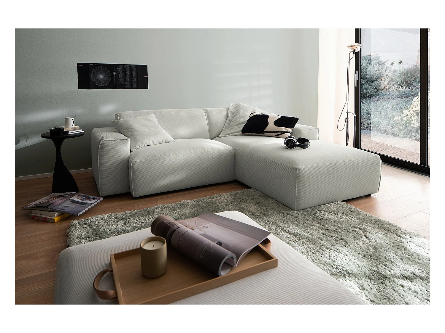 Ecksofa - Silber Cord - RANI