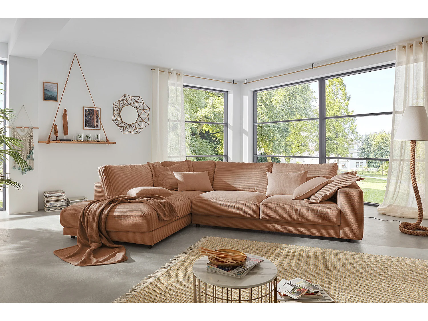 Ecksofa - Braun Cord - MADELINE