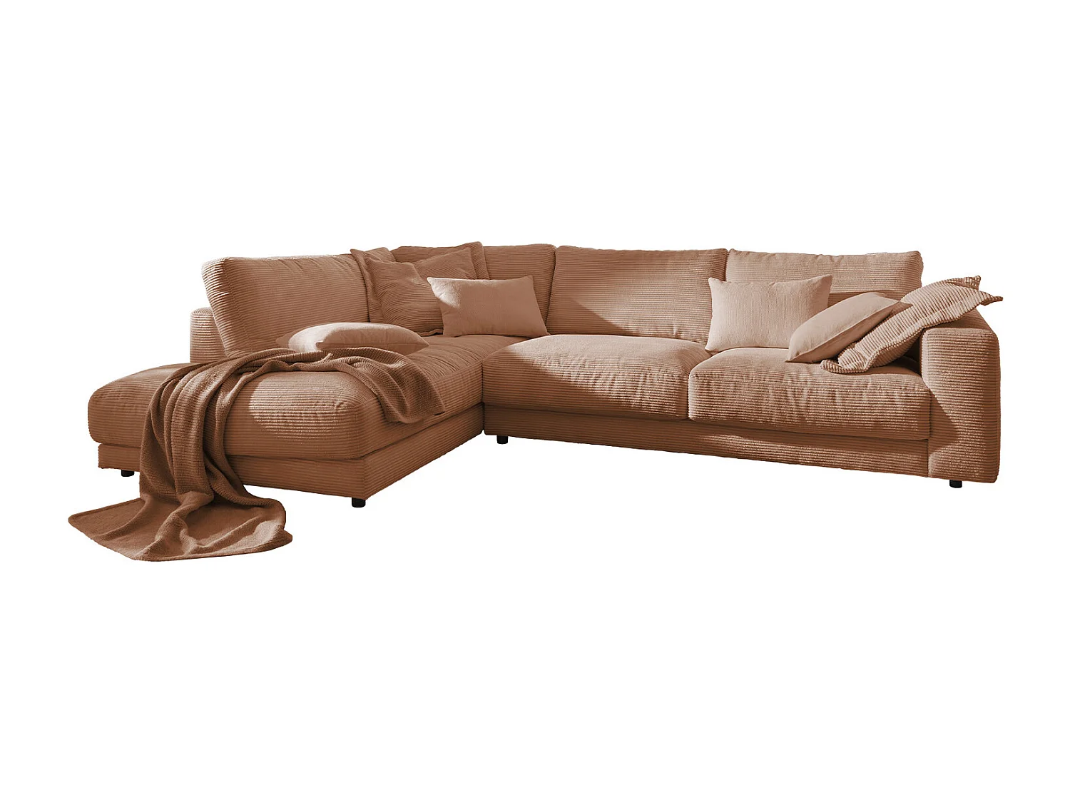 Ecksofa - Braun Cord - MADELINE
