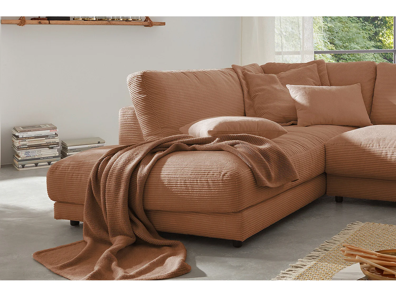 Ecksofa - Braun Cord - MADELINE