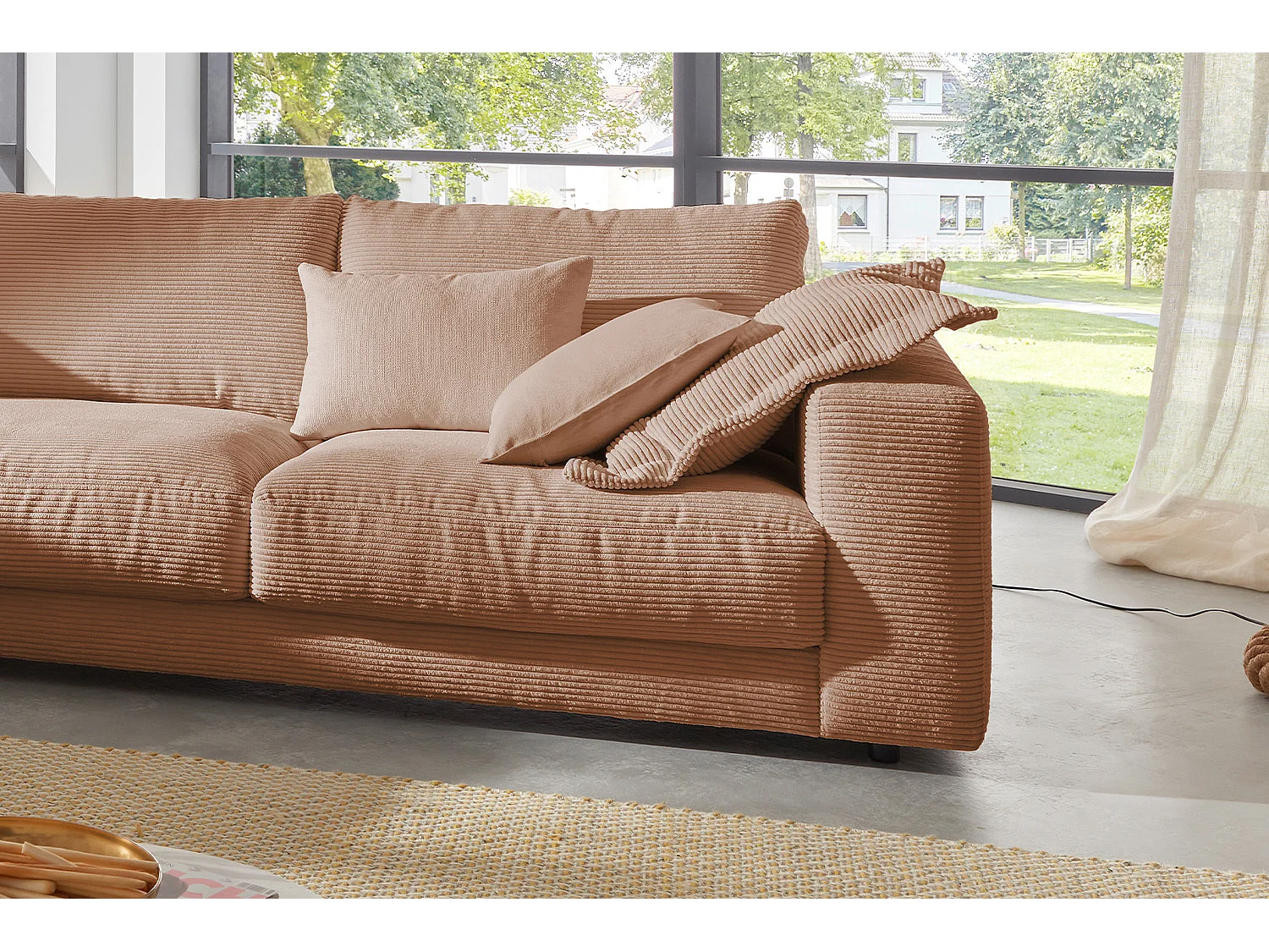 Ecksofa - Braun Cord - MADELINE
