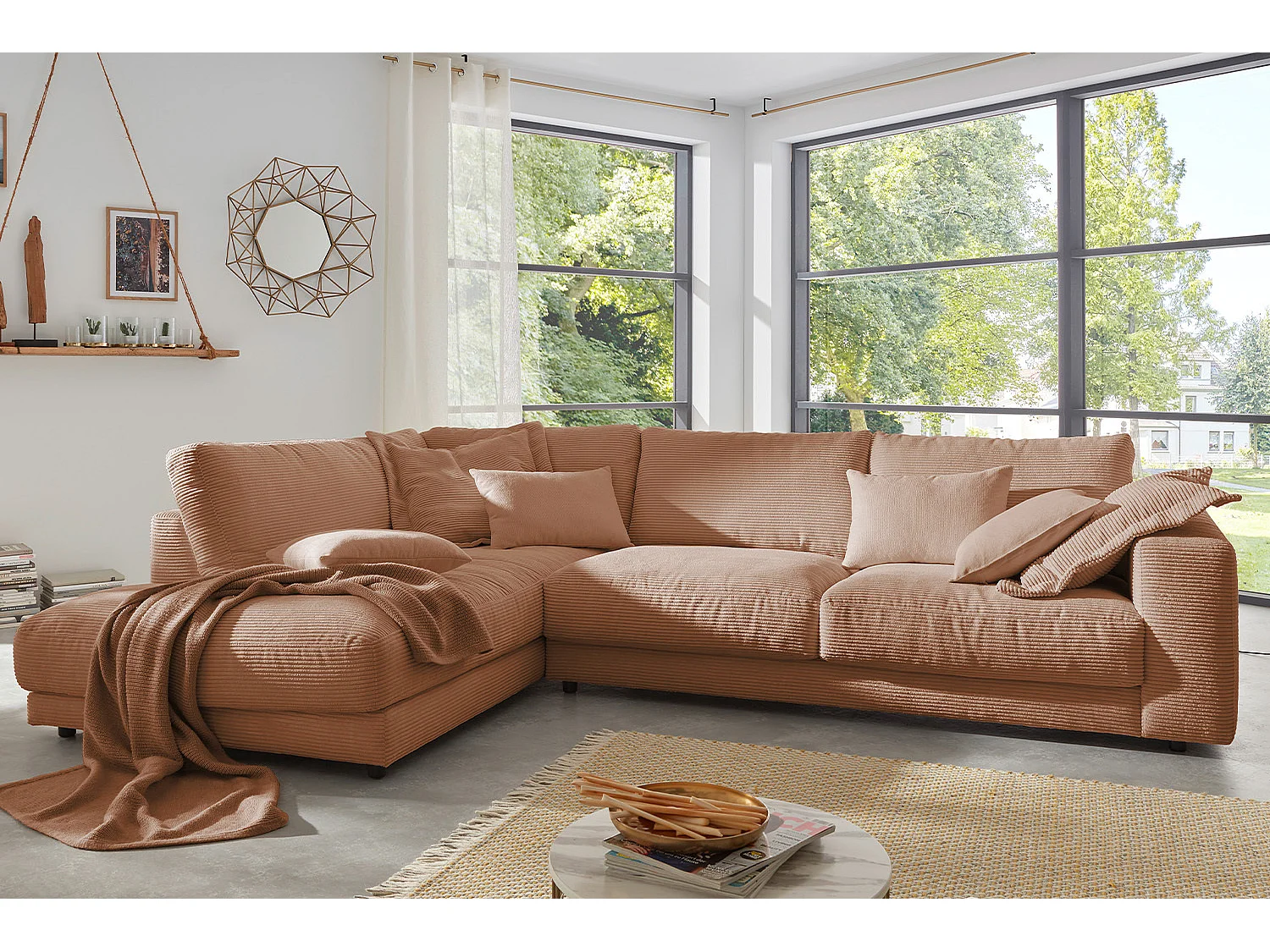 Canapé - marron Velours côtelé - MADELINE