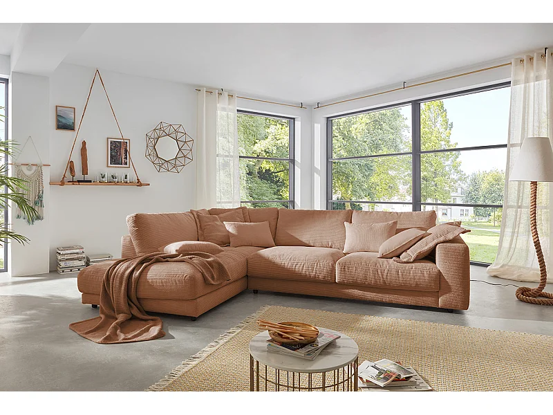 Ecksofa - Braun Cord - MADELINE