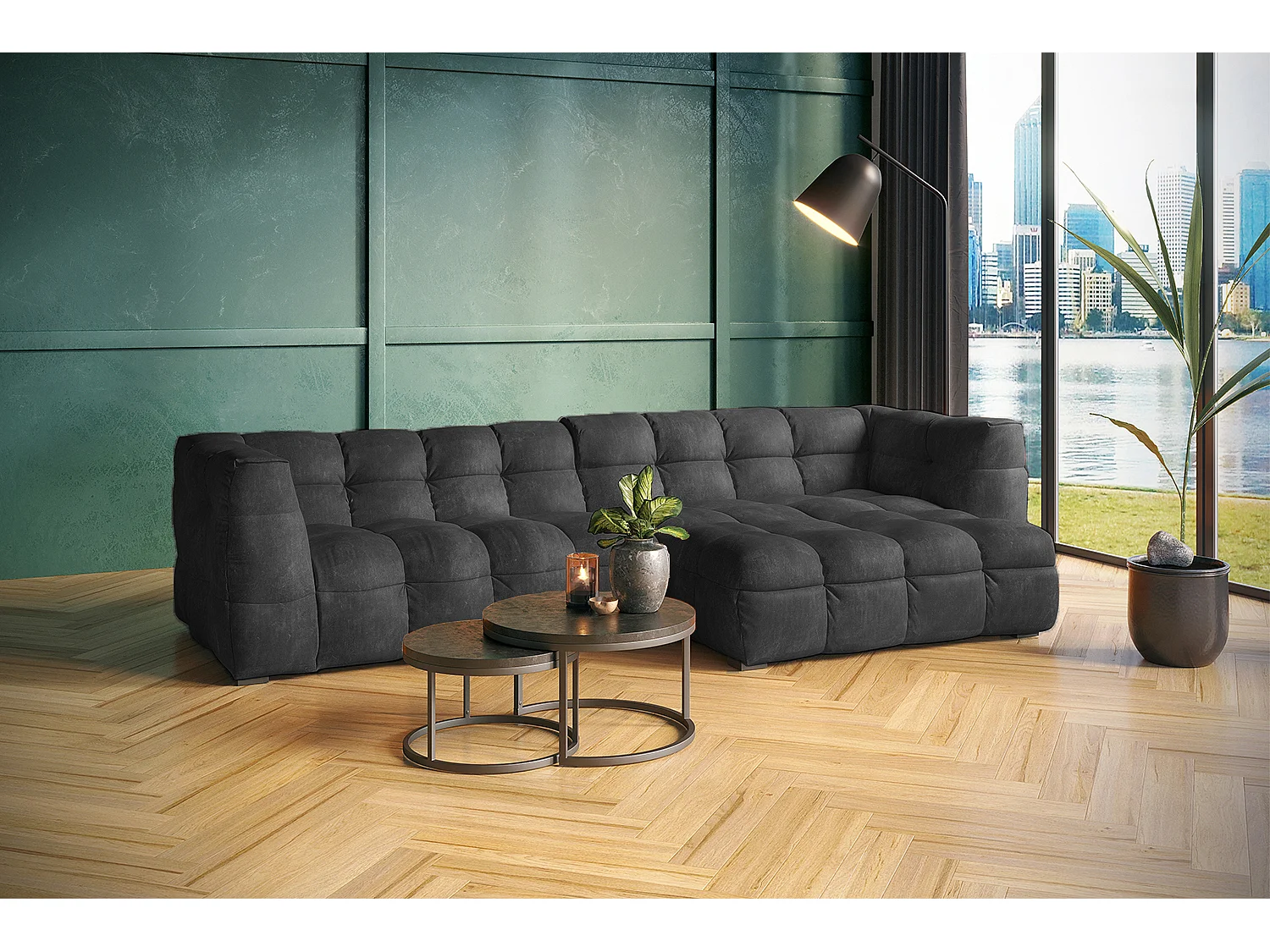Ecksofa - Anthrazit Velvet - ROSARIO