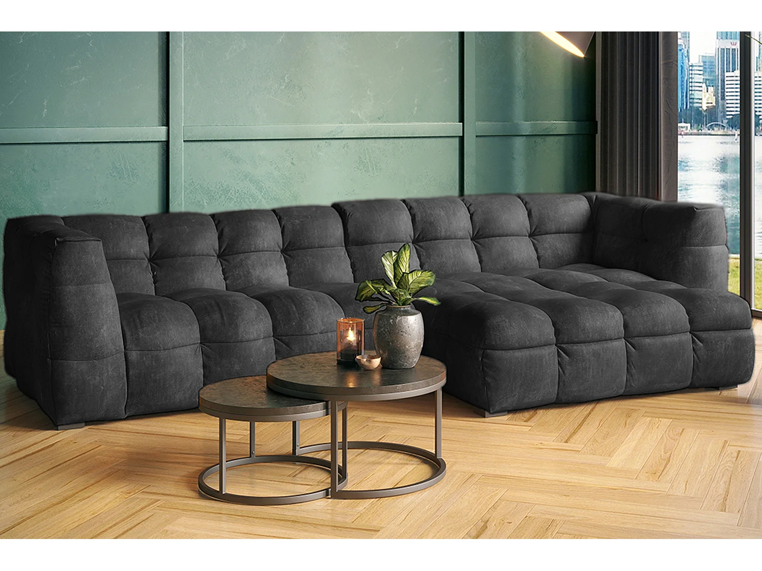 Ecksofa - Anthrazit Velvet - ROSARIO
