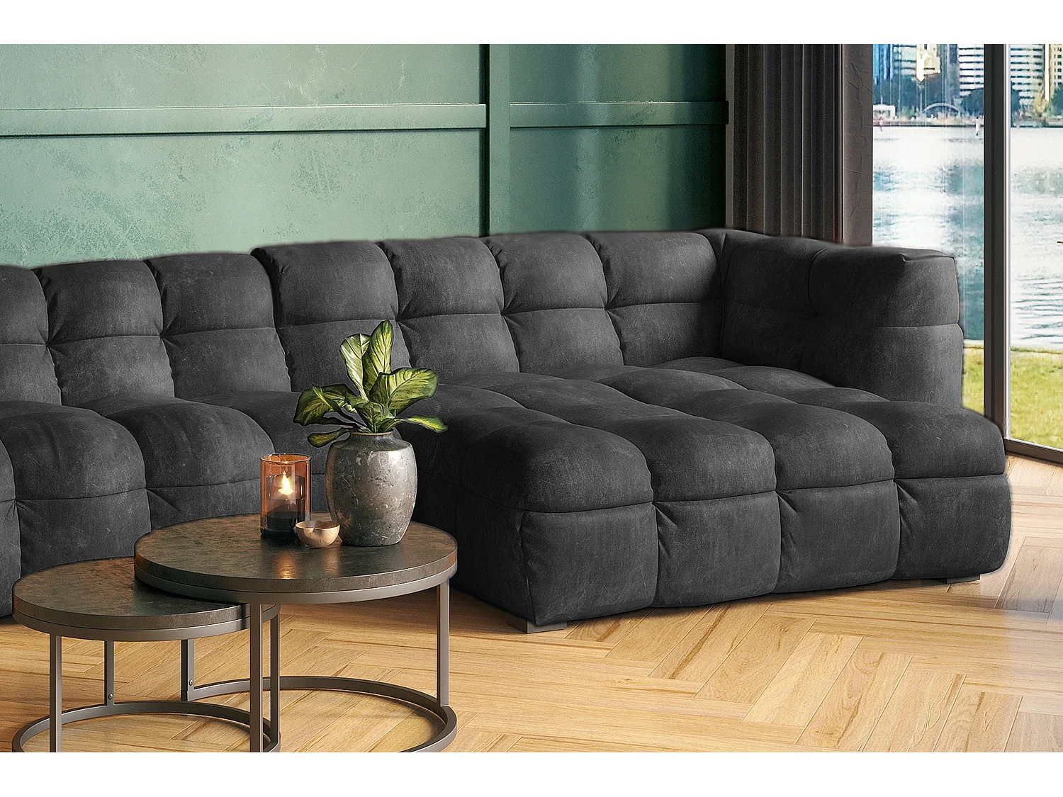 Ecksofa - Anthrazit Velvet - ROSARIO