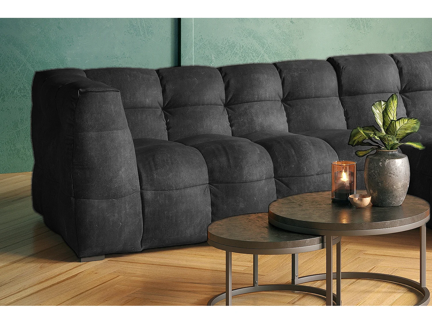 Ecksofa - Anthrazit Velvet - ROSARIO