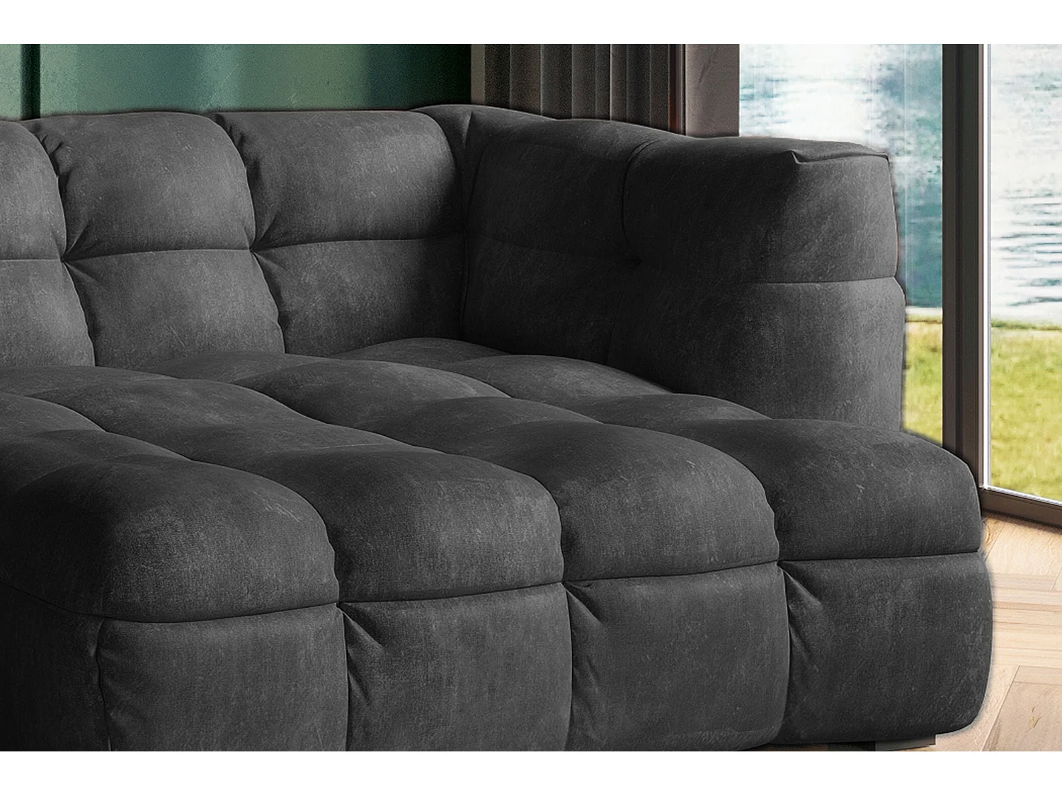 Ecksofa - Anthrazit Velvet - ROSARIO