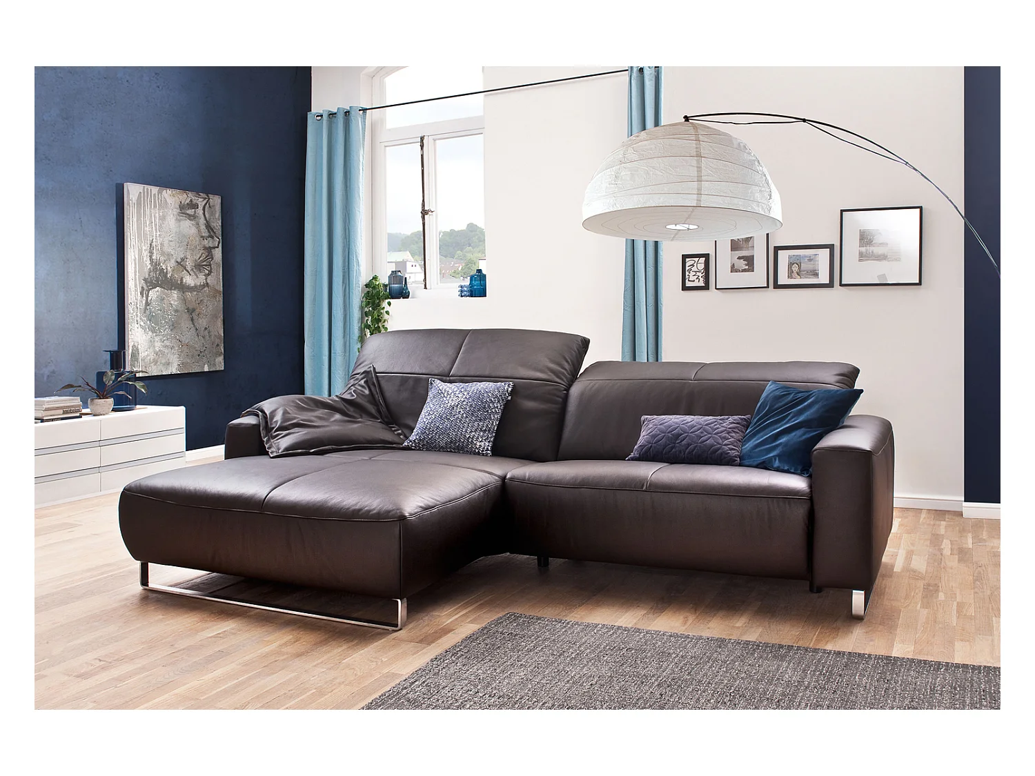 Ecksofa - Dunkelbraun Leder - YORK