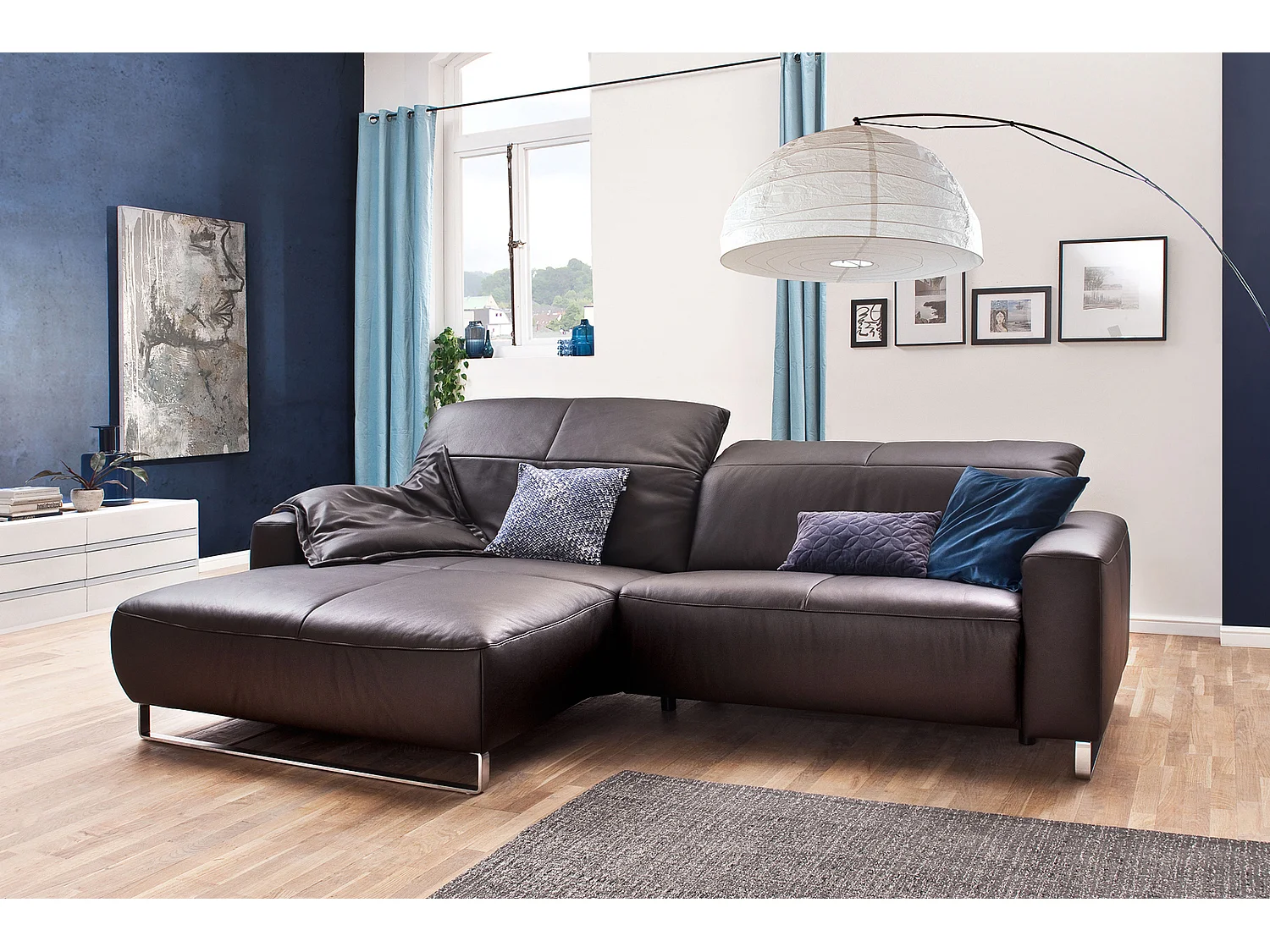 Ecksofa - Dunkelbraun Leder - YORK