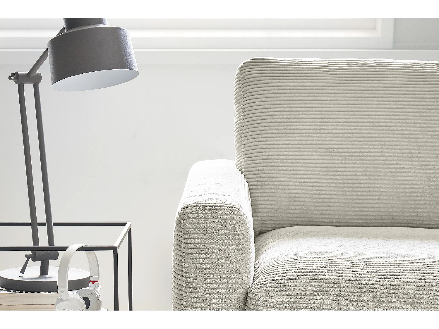 Ecksofa - Hellgrau Cord - CARA