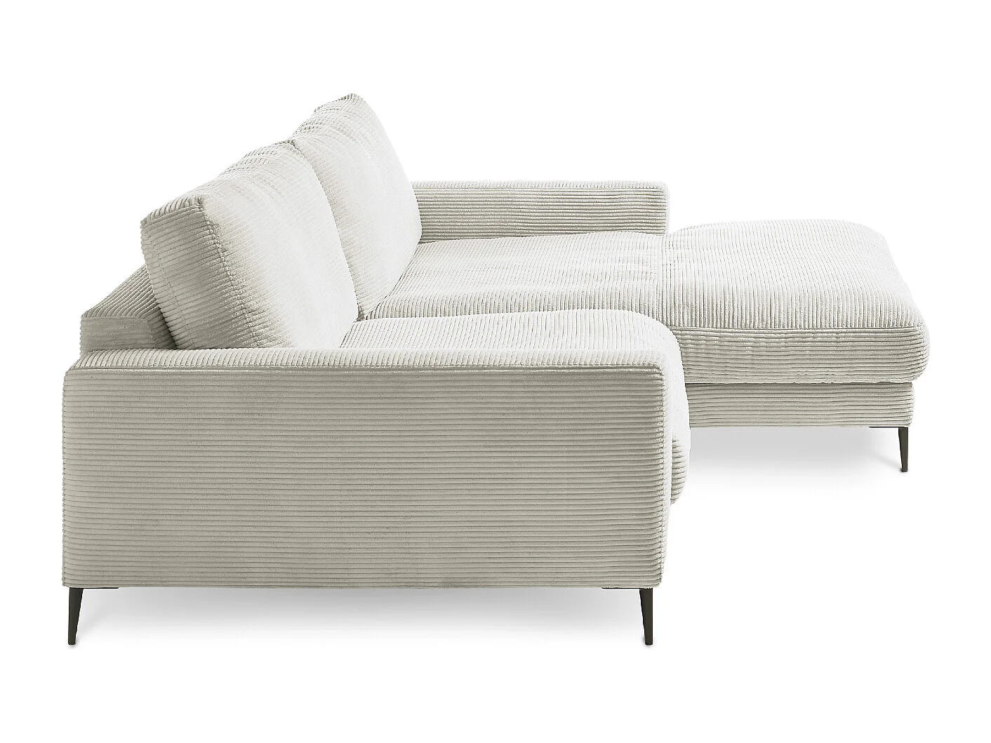 Ecksofa - Hellgrau Cord - CARA