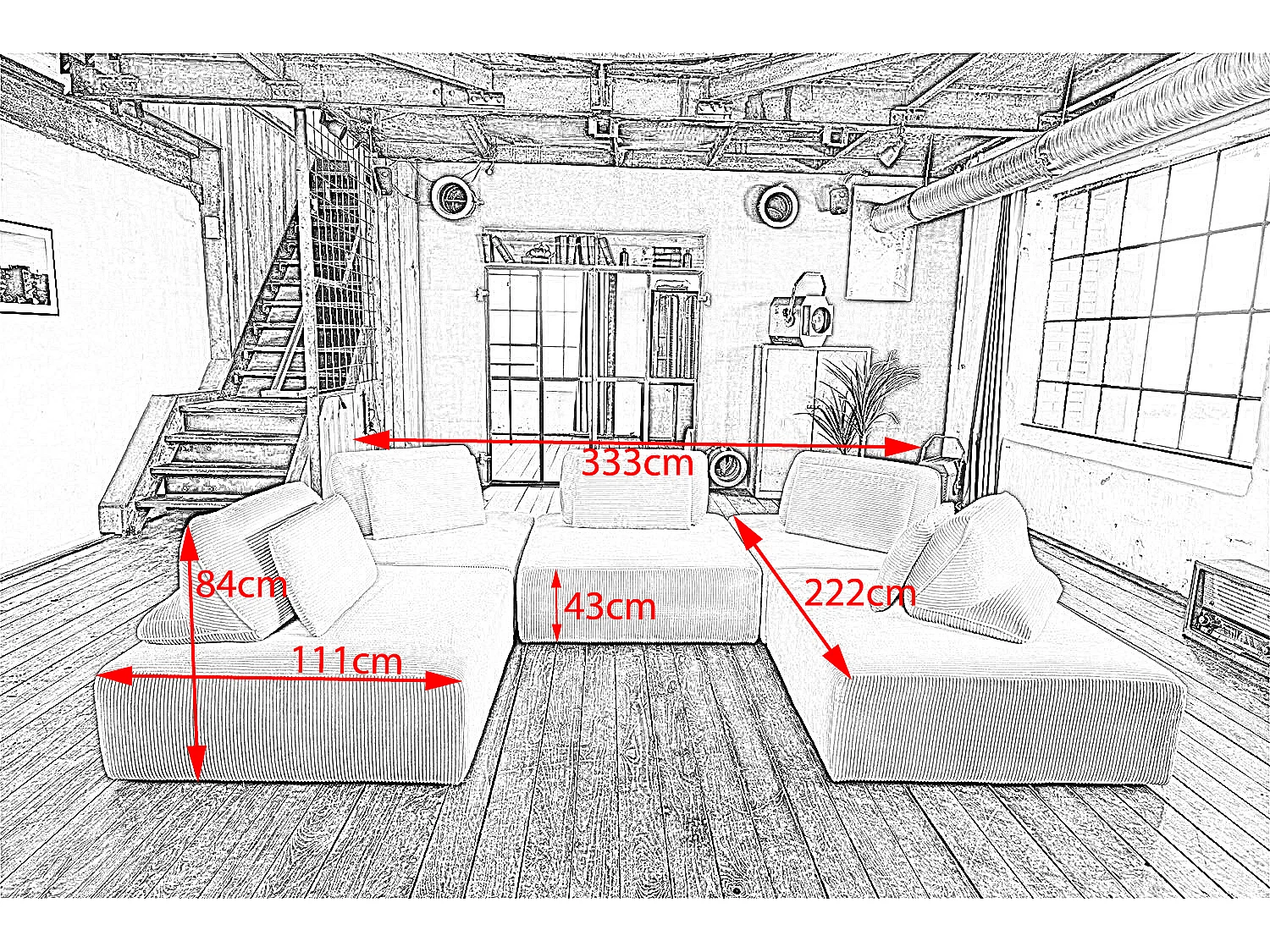 Modulsofa - Cremeweiß Cord - WIOLO SOFT