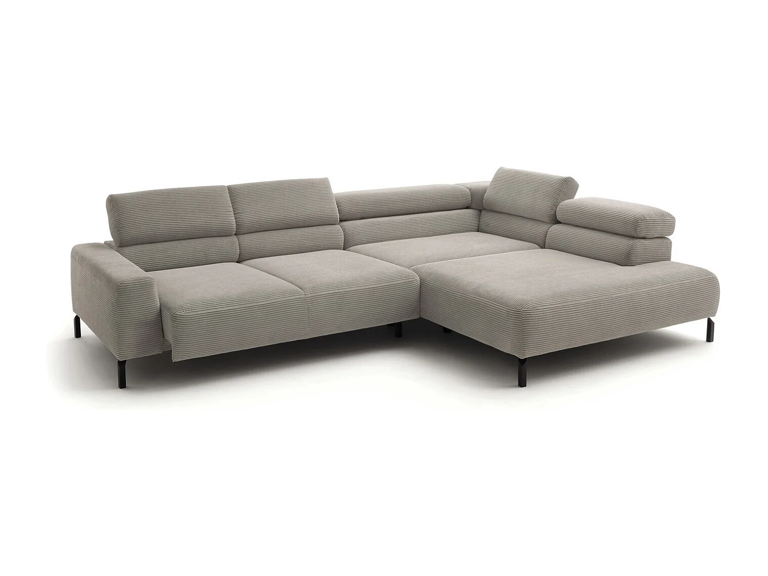 Ecksofa - Steingrau Cord - DELIA