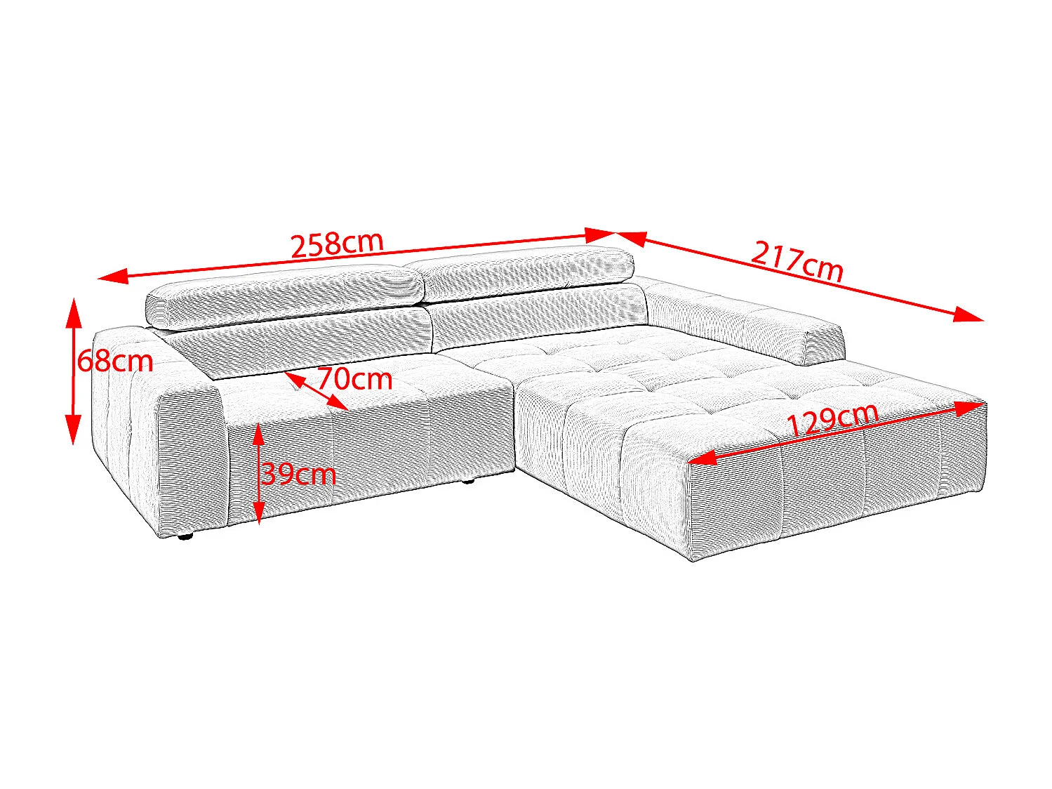 Ecksofa - Pink Cord - RENO