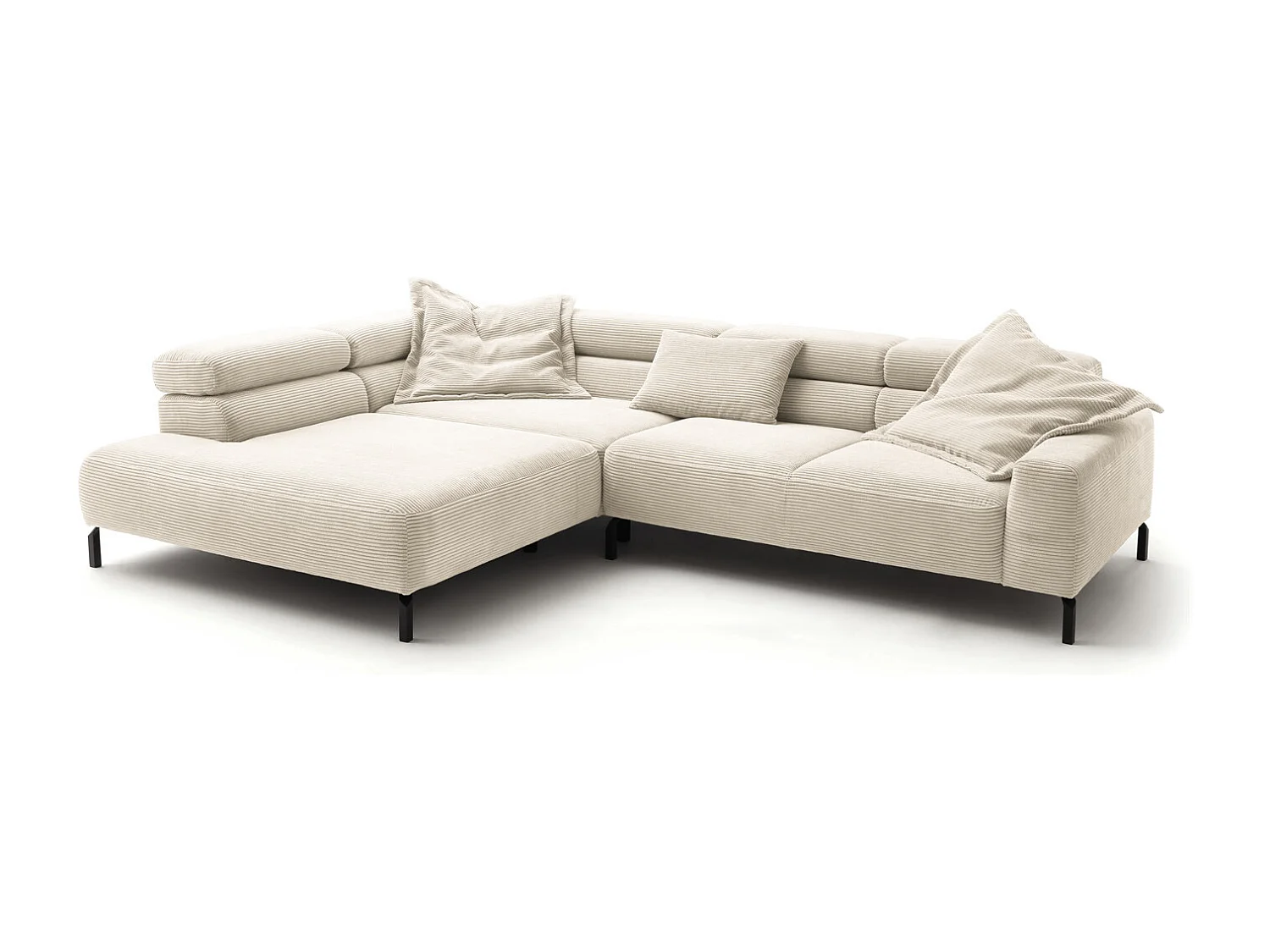 Ecksofa - Cremeweiß Cord - DELIA